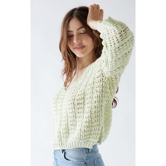 Free People Womens Cozy Pullover Sweater Green Size S 0845 - Picture 3 of 4